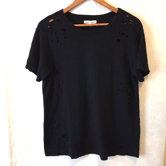 Honey Punch Tops - Honey Punch Women’s Black Distressed T-Shirt - M: